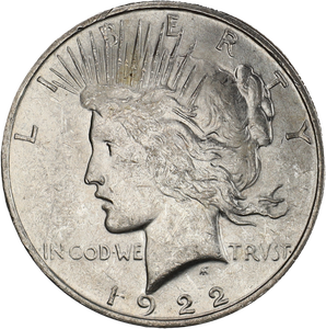 1922-D Peace Silver Dollar, Low Relief Main Image