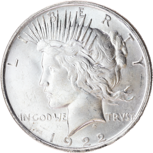 1922-D Peace Silver Dollar, Low Relief Main Image
