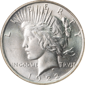 1922-D Peace Silver Dollar, Low Relief Main Image