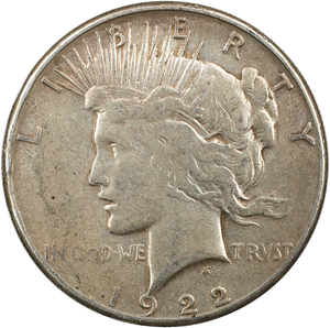 1922-S Peace Silver Dollar, Low Relief Main Image