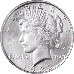1923-D Peace Silver Dollar, PCGS Certified, Very Choice Uncirculated, MS64 Main Image