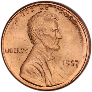1987 Lincoln Head Cent MS60 Main Image