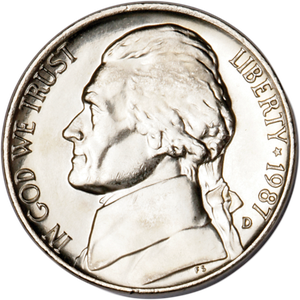 1987-D Jefferson Nickel MS60 Main Image