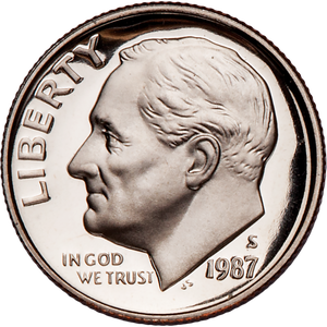 1987-S Roosevelt Dime PR63 Main Image