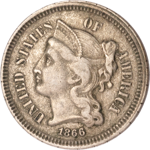 Three Cent - Three Cent Nickel - 1866 F Main Image