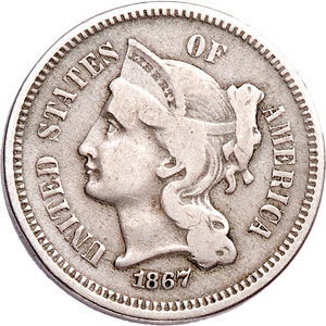 Three Cent - Three Cent Nickel - 1867 CIRC Main Image