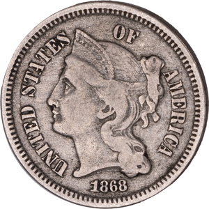 Three Cent - Three Cent Nickel - 1868 VG#2 Main Image