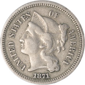 1871 Nickel Three Cent Piece Main Image