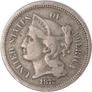 Three Cent - Three Cent Nickel - 1872 VG Main Image