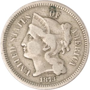 1873 Nickel Three-Cent Piece, "Open 3" Main Image