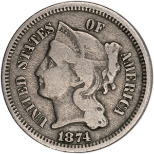 Three Cent - Three Cent Nickel - 1874 VG Main Image