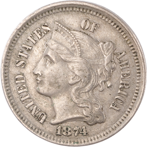 1874 Nickel Three-Cent Piece Main Image