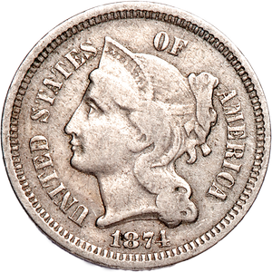 Three Cent - Three Cent Nickel - 1874 CIRC Main Image