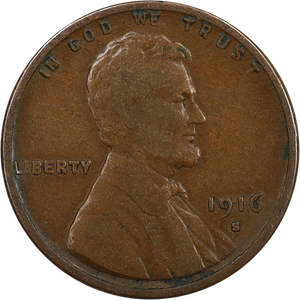 1916-S Lincoln Head Cent VG Main Image