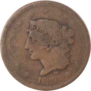 1839 Liberty Head Large Cent, Booby Head Main Image