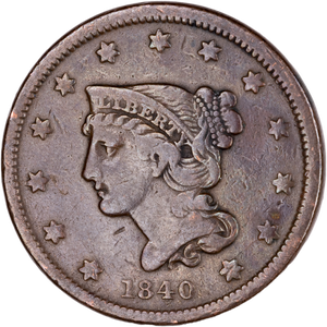 1840 Braided Hair Large Cent, Large Date Main Image
