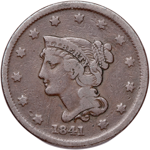 1841 Braided Hair Large Cent, Small Date Main Image