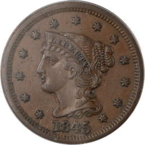 1845 Braided Hair Large Cent Main Image