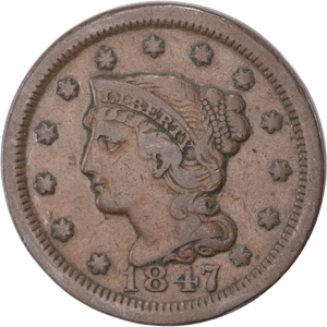 1847 Braided Hair Large Cent Main Image