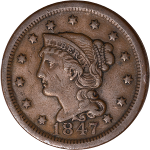 1847 Braided Hair Large Cent Main Image
