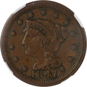 1847 Braided Hair Large Cent Main Image