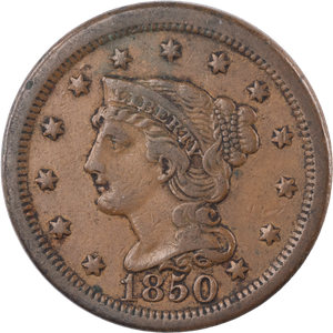 1850 Braided Hair Large Cent Main Image