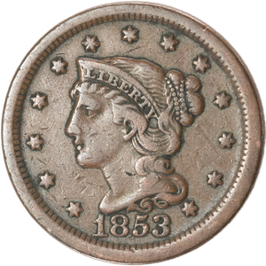 1853 Braided Hair Large Cent Main Image