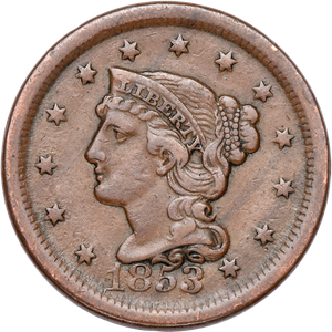 1853 Braided Hair Large Cent Main Image