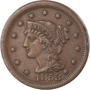 1853 Braided Hair Large Cent Main Image