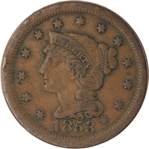 1853 Braided Hair Large Cent Main Image