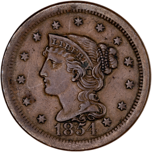 1854 Braided Hair Large Cent Main Image