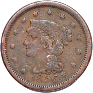 1856 Braided Hair Large Cent, Upright 5 Main Image