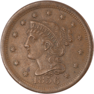 1856 Braided Hair Large Cent, Upright 5 Main Image