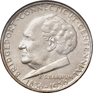 1936 Bridgeport, Connecticut Centennial Silver Half Dollar Main Image