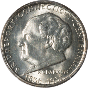 1936 Bridgeport, Connecticut Centennial Silver Half Dollar Main Image