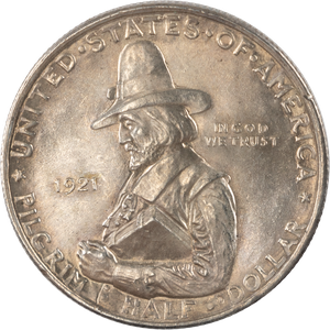 1921 Pilgrim Tercentenary Silver Half Dollar Main Image