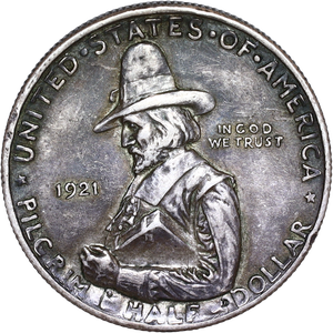 1921 Pilgrim Tercentenary Silver Half Dollar Main Image