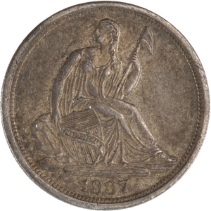 1837 Liberty Seated Silver Half Dime, No Stars, Large Date Main Image