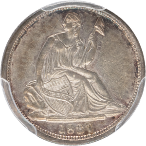 ﻿1837 Liberty Seated Silver Half Dime, No Stars, Large Date Main Image