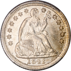 1842 LS Silver Half Dime Stars NGC  MS64 Main Image