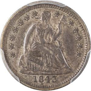 1843 Lib Std Silver Half Dime Stars VG Main Image