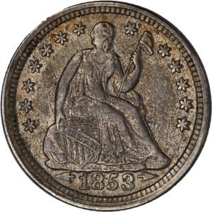 1853 Liberty Seated Silver Half Dime, Arrows Main Image