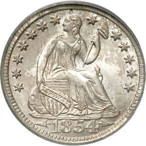 1854 Liberty Seated Silver Half Dime, Arrows Main Image