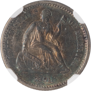 1861 Lib Seated Silver 1/2 10C NGC  AU58 Main Image