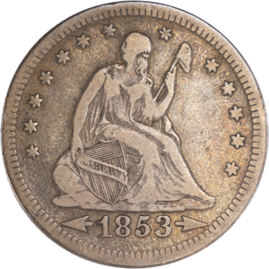 1853 Liberty Seated Quarter, Arrows and Rays F Main Image