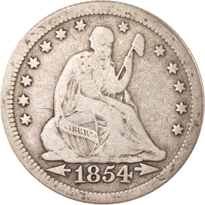 1854 Liberty Seated Silver Quarter, Arrows Main Image