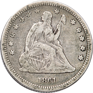 1861 Liberty Seated Silver Quarter Main Image
