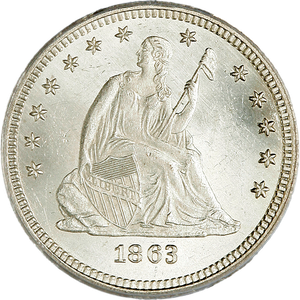 1863 Liberty Seated Quarter Main Image