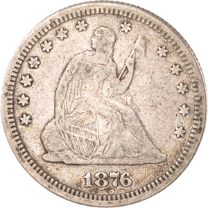 1876 Liberty Seated Slv Quarter NGC AU58 Main Image