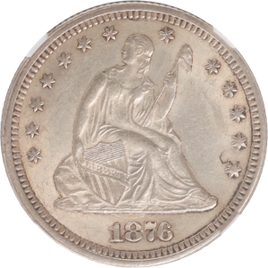 1876 Liberty Seated Slv Quarter NGC AU58 Main Image